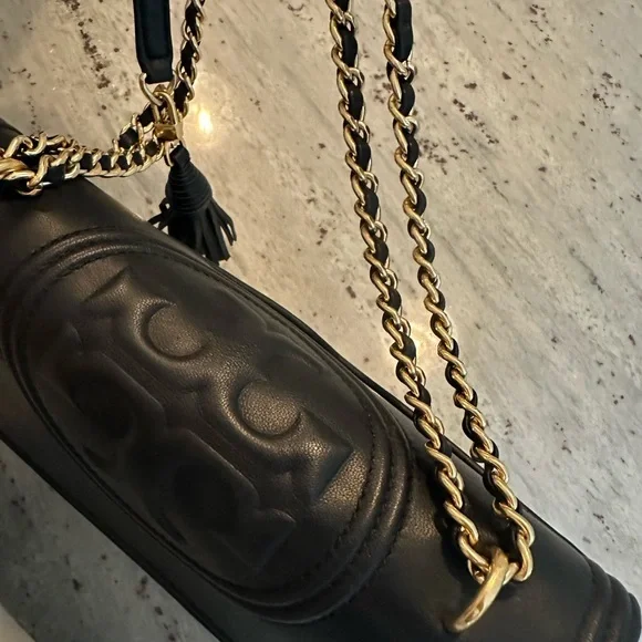 Tory Burch Medium Fleming Black Leather Crossbody Bag - Picture 4 of 6